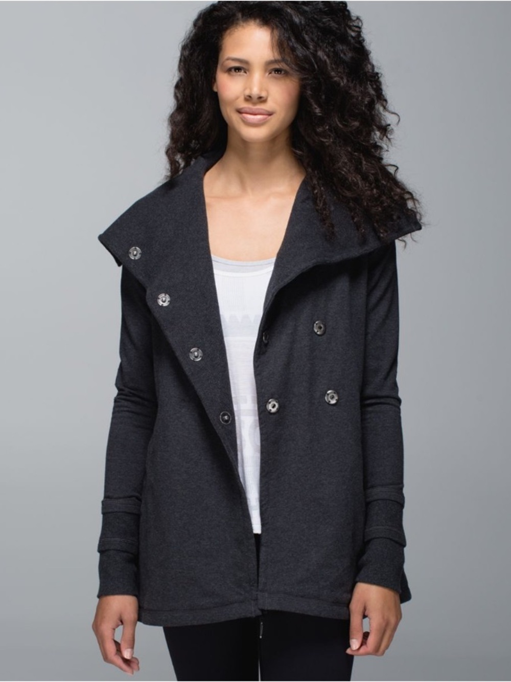 Lululemon Cozy Warm Gratitude Wrap Jacket in Heathered Black W2557 Sz 10